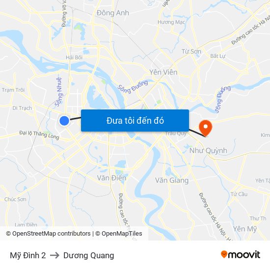 Mỹ Đình 2 to Dương Quang map