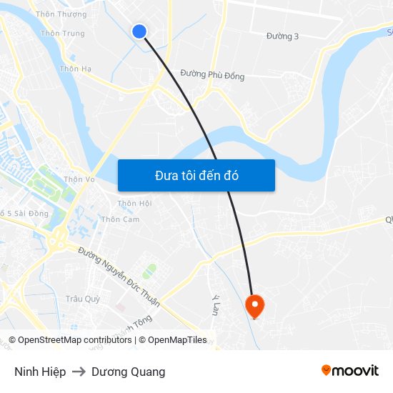 Ninh Hiệp to Dương Quang map