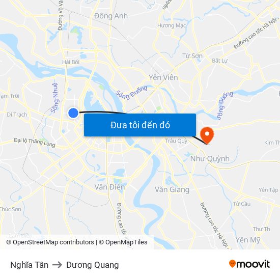 Nghĩa Tân to Dương Quang map