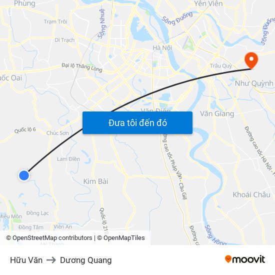 Hữu Văn to Dương Quang map