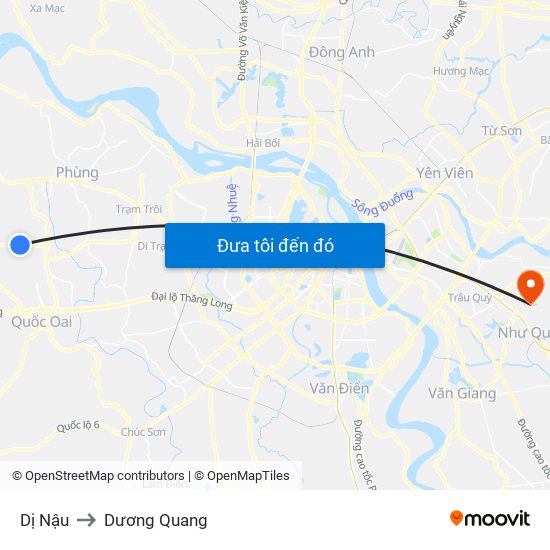Dị Nậu to Dương Quang map