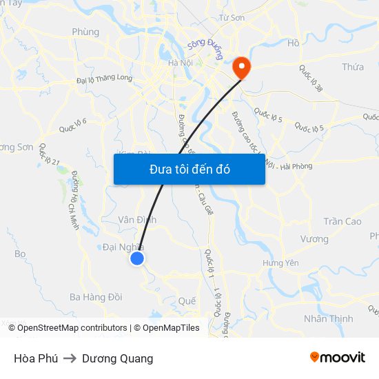 Hòa Phú to Dương Quang map