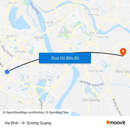 Hạ Đình to Dương Quang map