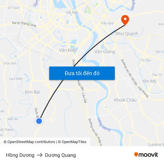 Hồng Dương to Dương Quang map