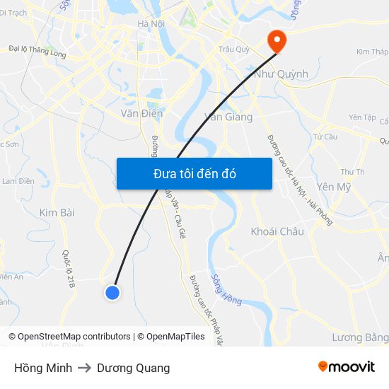 Hồng Minh to Dương Quang map