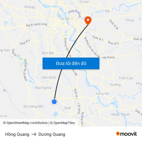 Hồng Quang to Dương Quang map