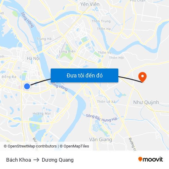 Bách Khoa to Dương Quang map