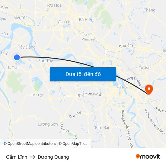 Cẩm Lĩnh to Dương Quang map
