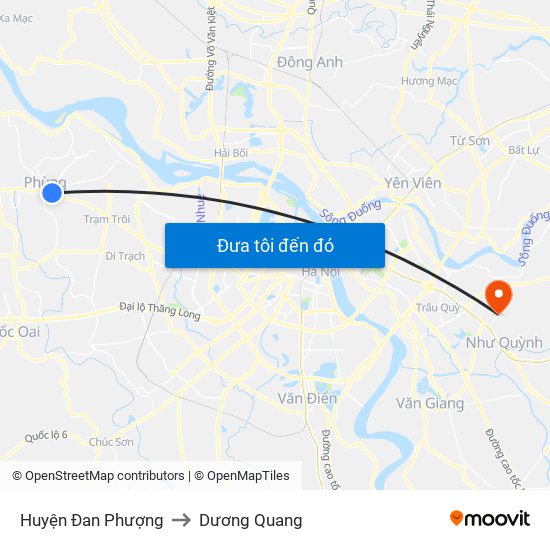 Huyện Đan Phượng to Dương Quang map