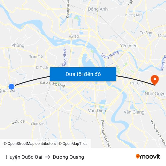 Huyện Quốc Oai to Dương Quang map