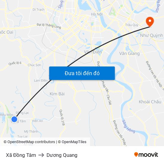 Xã Đồng Tâm to Dương Quang map