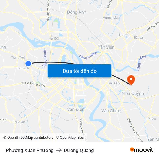 Phường Xuân Phương to Dương Quang map