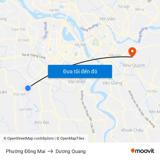 Phường Đồng Mai to Dương Quang map