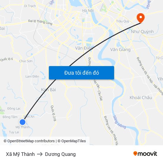 Xã Mỹ Thành to Dương Quang map