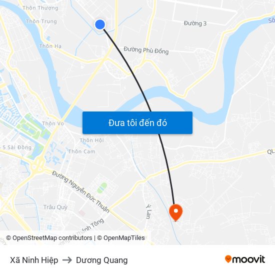 Xã Ninh Hiệp to Dương Quang map
