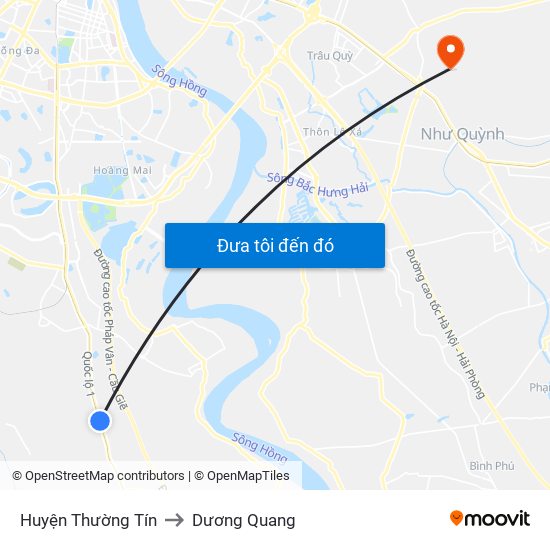 Huyện Thường Tín to Dương Quang map