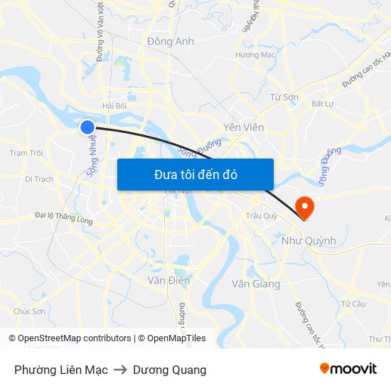 Phường Liên Mạc to Dương Quang map