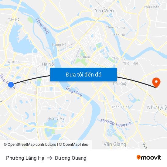 Phường Láng Hạ to Dương Quang map