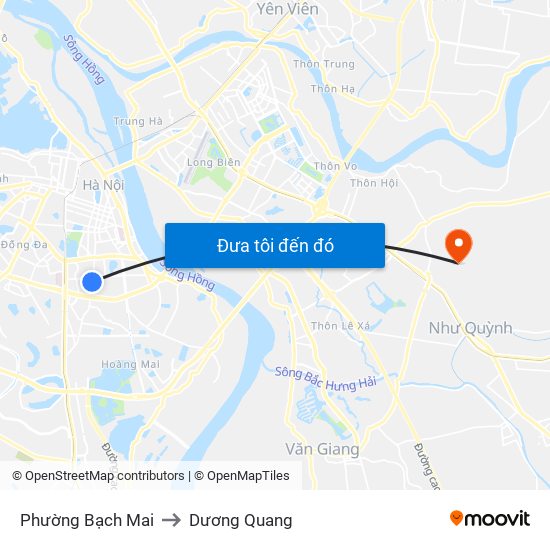 Phường Bạch Mai to Dương Quang map