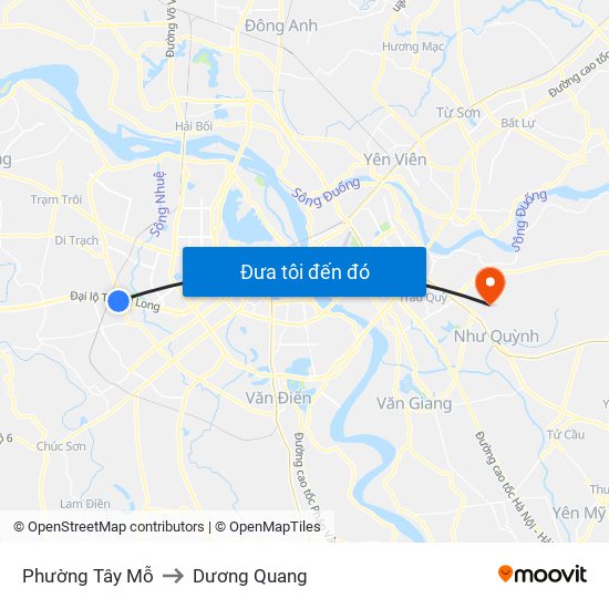 Phường Tây Mỗ to Dương Quang map