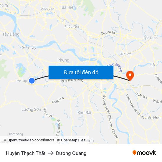 Huyện Thạch Thất to Dương Quang map