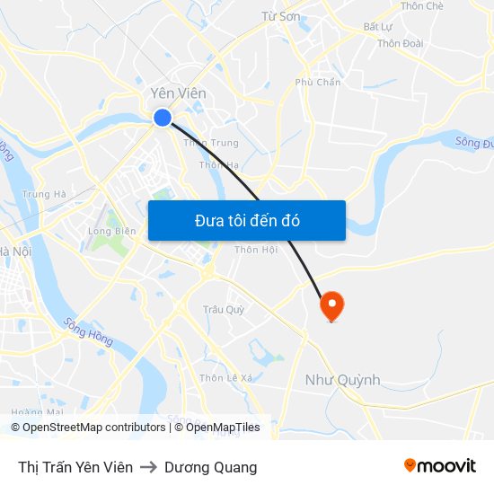Thị Trấn Yên Viên to Dương Quang map