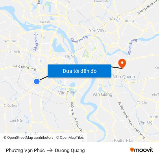 Phường Vạn Phúc to Dương Quang map