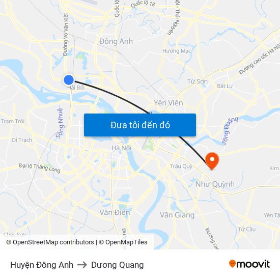 Huyện Đông Anh to Dương Quang map