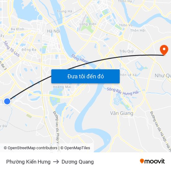 Phường Kiến Hưng to Dương Quang map
