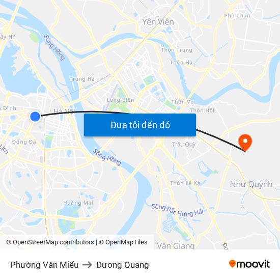 Phường Văn Miếu to Dương Quang map