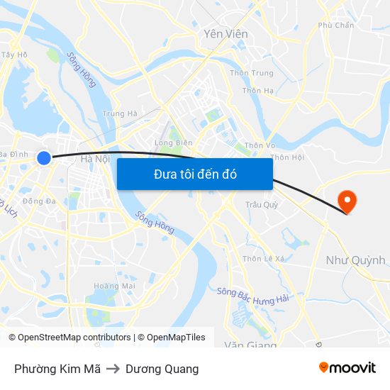 Phường Kim Mã to Dương Quang map