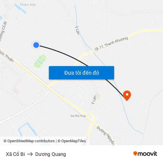 Xã Cổ Bi to Dương Quang map