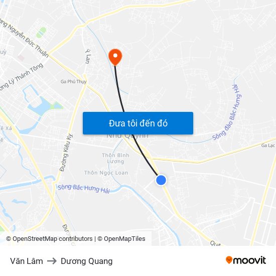 Văn Lâm to Dương Quang map