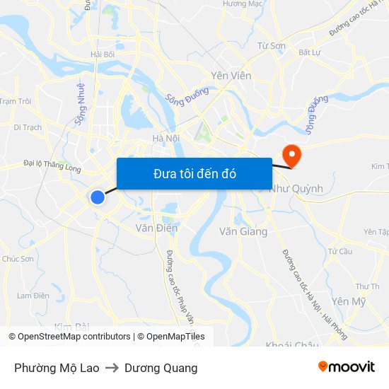 Phường Mộ Lao to Dương Quang map