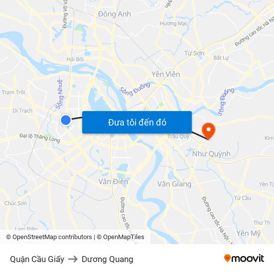 Quận Cầu Giấy to Dương Quang map