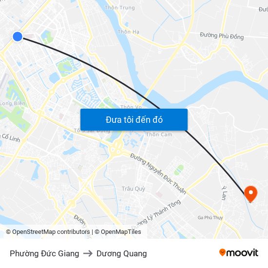 Phường Đức Giang to Dương Quang map