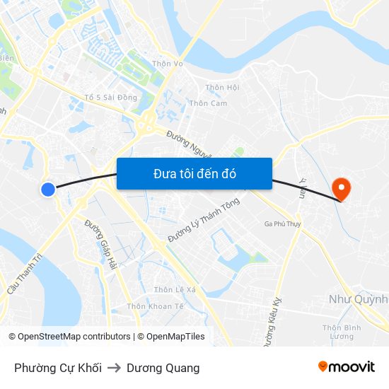 Phường Cự Khối to Dương Quang map