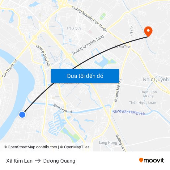 Xã Kim Lan to Dương Quang map