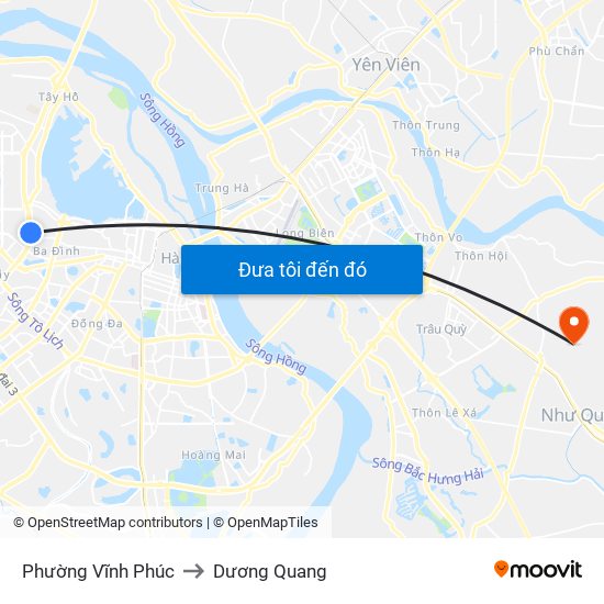 Phường Vĩnh Phúc to Dương Quang map