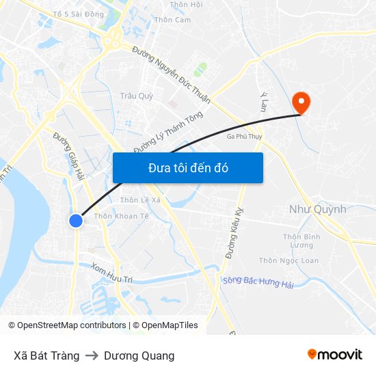 Xã Bát Tràng to Dương Quang map