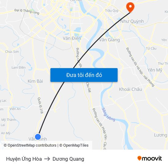 Huyện Ứng Hòa to Dương Quang map