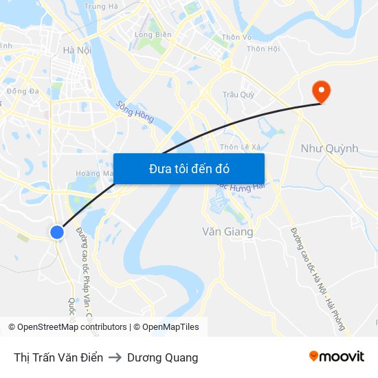 Thị Trấn Văn Điển to Dương Quang map
