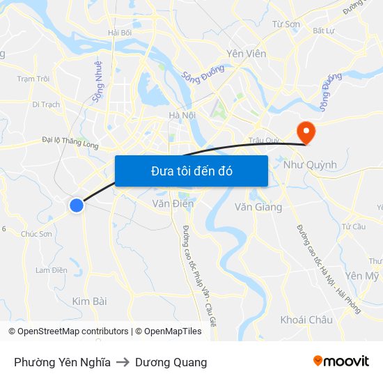 Phường Yên Nghĩa to Dương Quang map