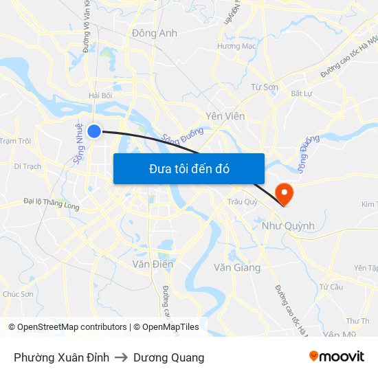 Phường Xuân Đỉnh to Dương Quang map