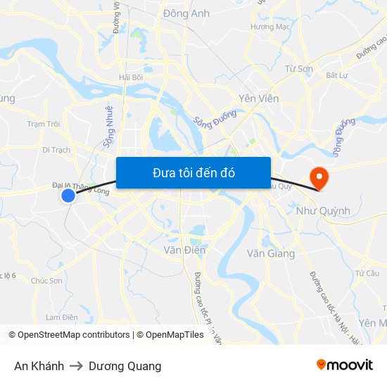 An Khánh to Dương Quang map