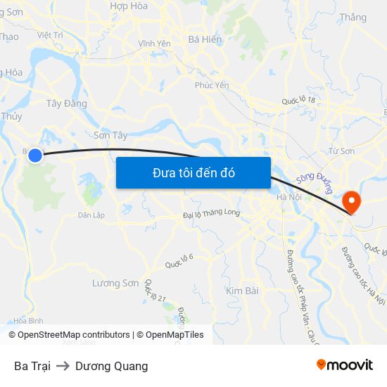Ba Trại to Dương Quang map