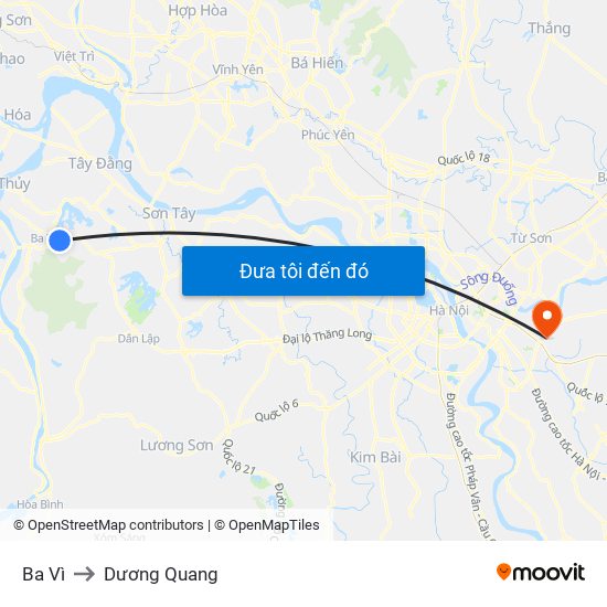 Ba Vì to Dương Quang map