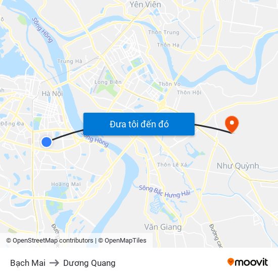 Bạch Mai to Dương Quang map