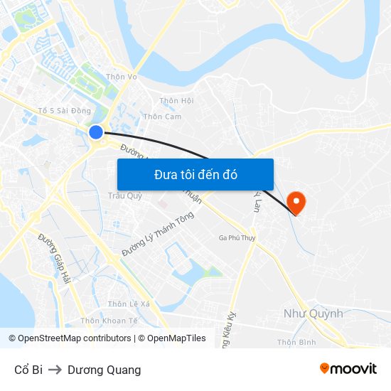 Cổ Bi to Dương Quang map
