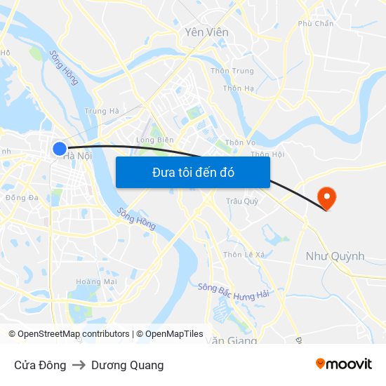 Cửa Đông to Dương Quang map